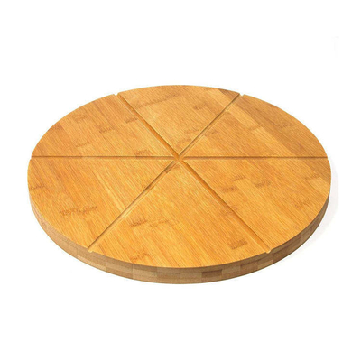 Om 25cm verdeelt de Bamboeslager Block Cutting Board Pizza Tray With Cutter Wheel