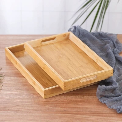 Eco-vriendelijke rechthoekige bamboebak met duurzaam modern ontwerp en natuurlijk kleurpalet