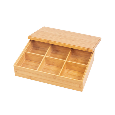Houten Bamboe 32.5*22.1*7.7cm Organisator 6 van de Theezakjeopslag Compartimenten met Houten Deksel