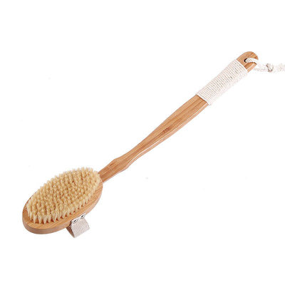 Natuurlijke sisal bamboe baddoucheborstel met houten lange steel